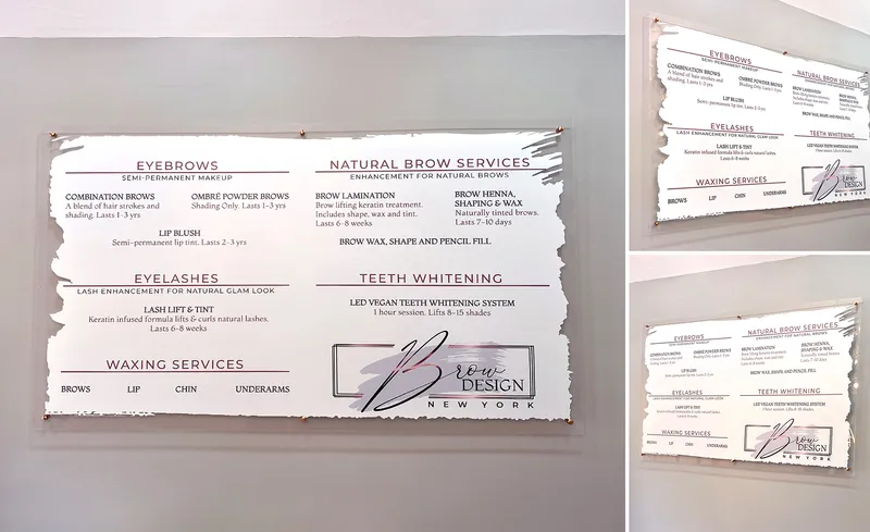 Brow Design New York wall menu signage