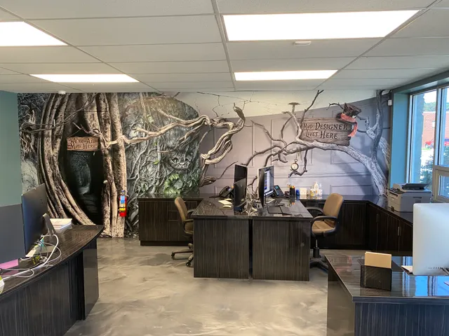 CL Visual's own Alice in Wonderland-themed office mural