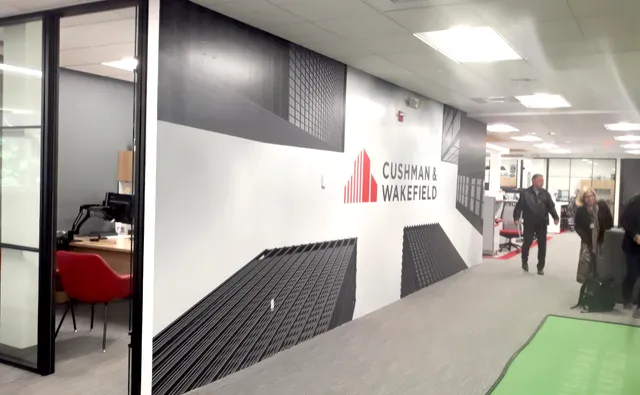 Cushman & Wakefield corporate hallway wall wrap