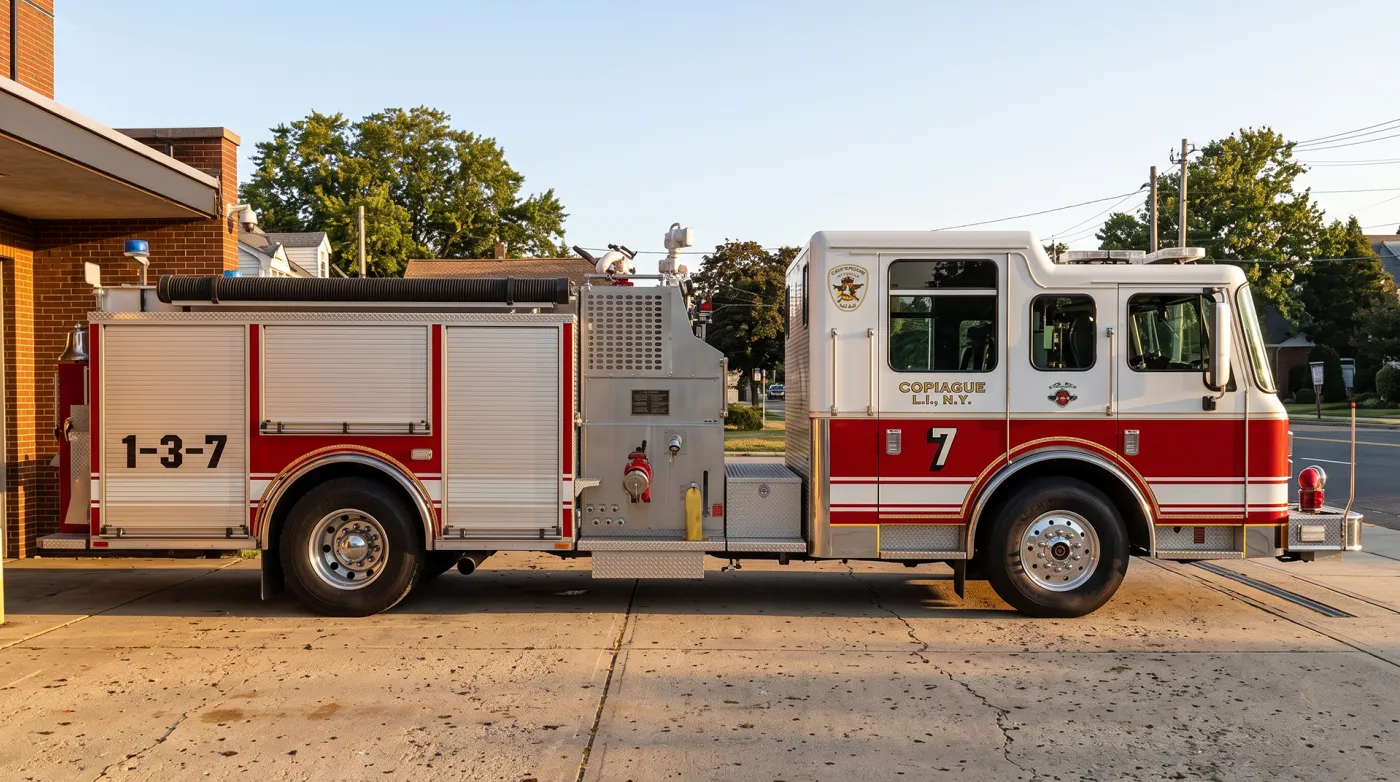 Copiague Fire Department Engine 1-3-7, lettered and striped by CL Visual