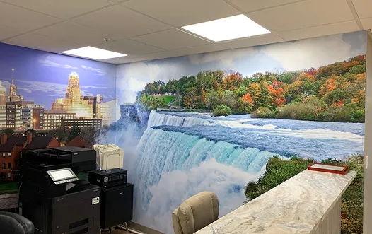 Niagara Falls and Buffalo skyline architectural film mural