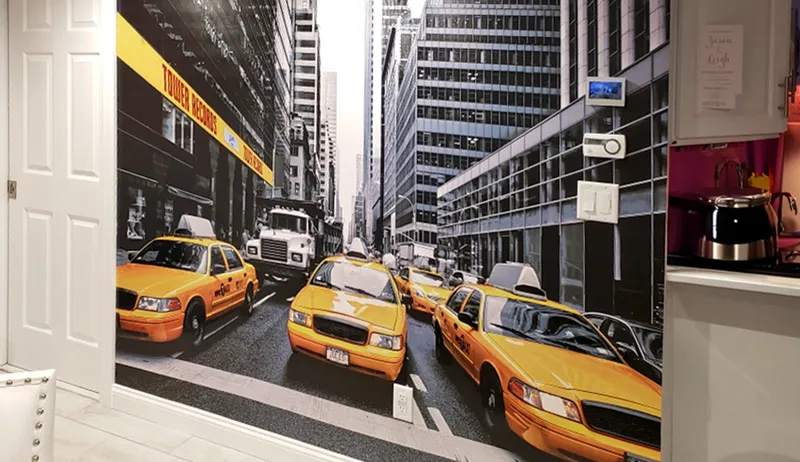 NYC taxi cab wall mural