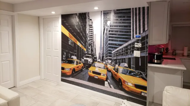 NYC taxi photo mural architectural film