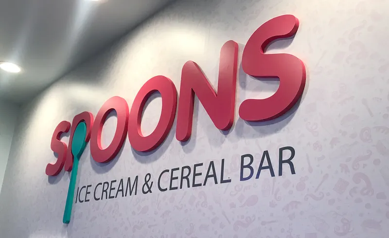 Spoons Ice Cream & Cereal Bar dimensional lettering