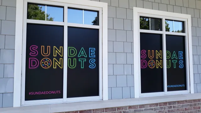 Sundae Donuts perforated one-way window film